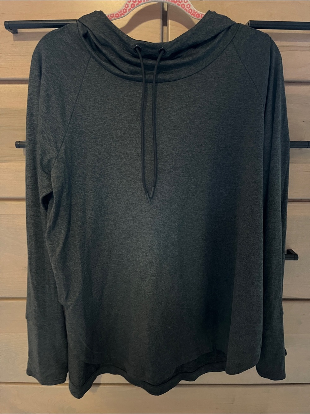 Athleta Dark Charcoal Hooded Pullover Sweatshirt